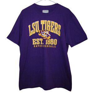 Captivating LSU Tigers T Shirt Short Sleeve Purple Mens Large Collegiate Gameday